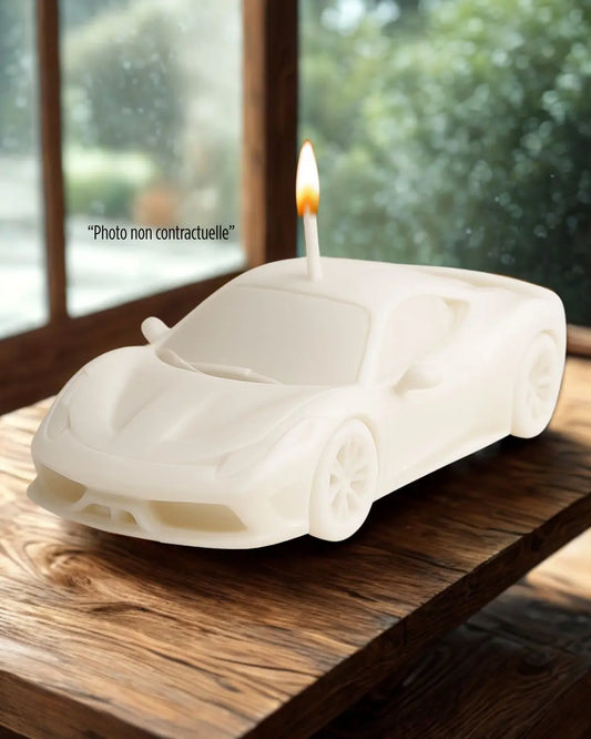 Bougie parfumée artisanale Ferrari 458 Spéciale – décoration automobile raffinée