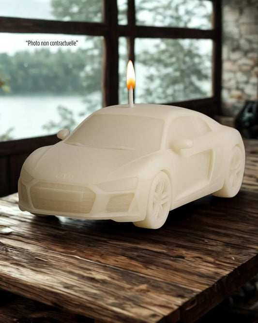 Bougie parfumée artisanale Audi R8 V10 – décoration automobile raffinée