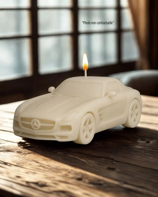 Bougie parfumée artisanale Mercedes SLS AMG – décoration automobile raffinée