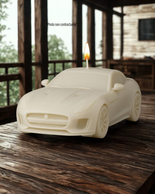 Bougie parfumée artisanale Jaguar F-Type R – décoration automobile raffinée
