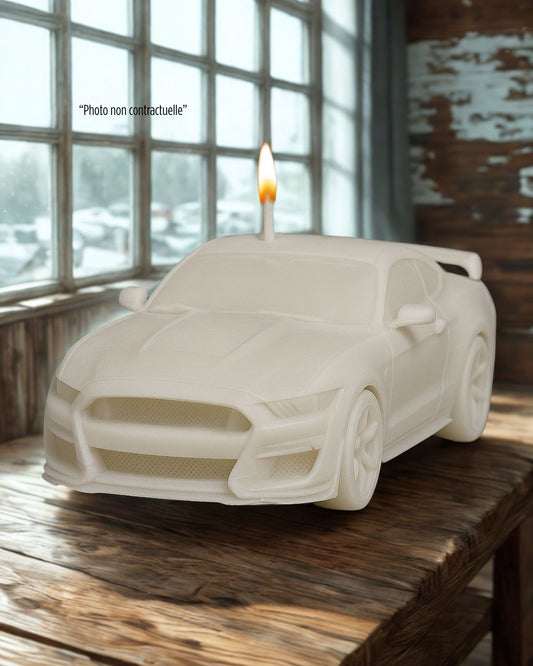 Bougie parfumée artisanale Ford Mustang Shelby GT500 – décoration automobile raffinée