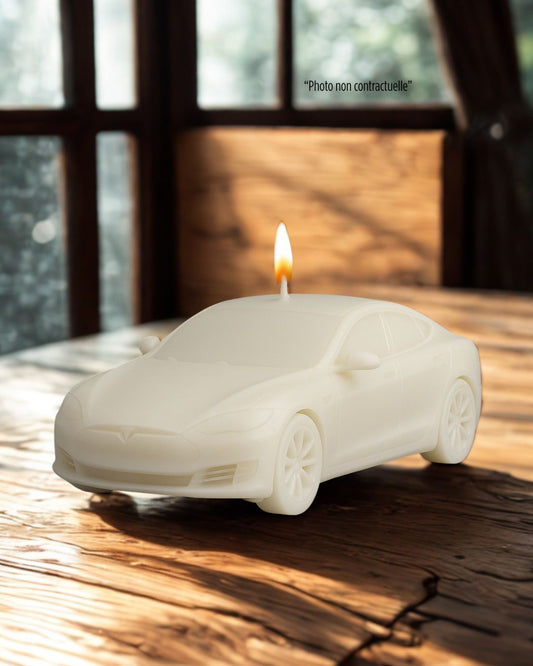 Bougie parfumée artisanale Tesla Model S – décoration automobile raffinée